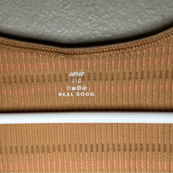 Aerie Superchill seamless ruched striped bra cropped top women’s size large - Picture 4 of 4